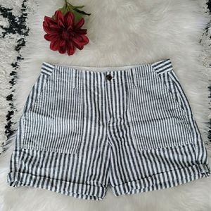 GAP Linen mixed stripe high rise shorts | …